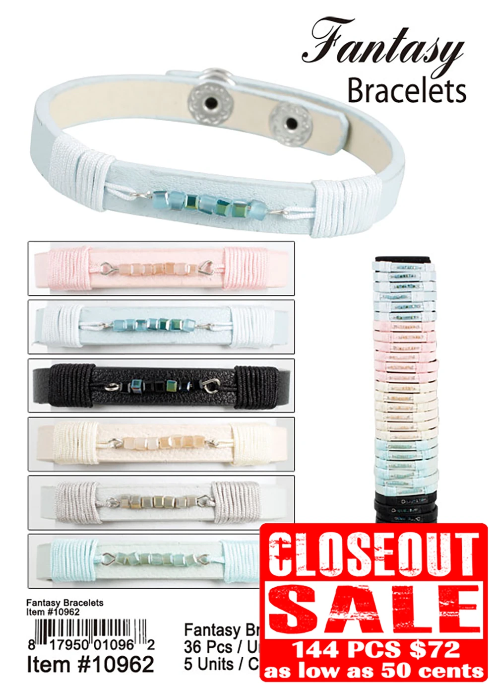 Fantasy Bracelets - Closeout 144 Pcs.